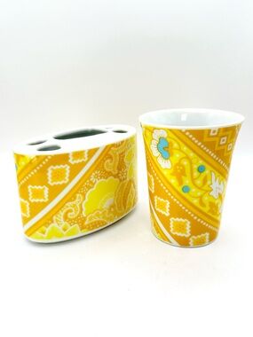 Vintage 1990’s Ceramic Timber Cup & Toothbrush Holder